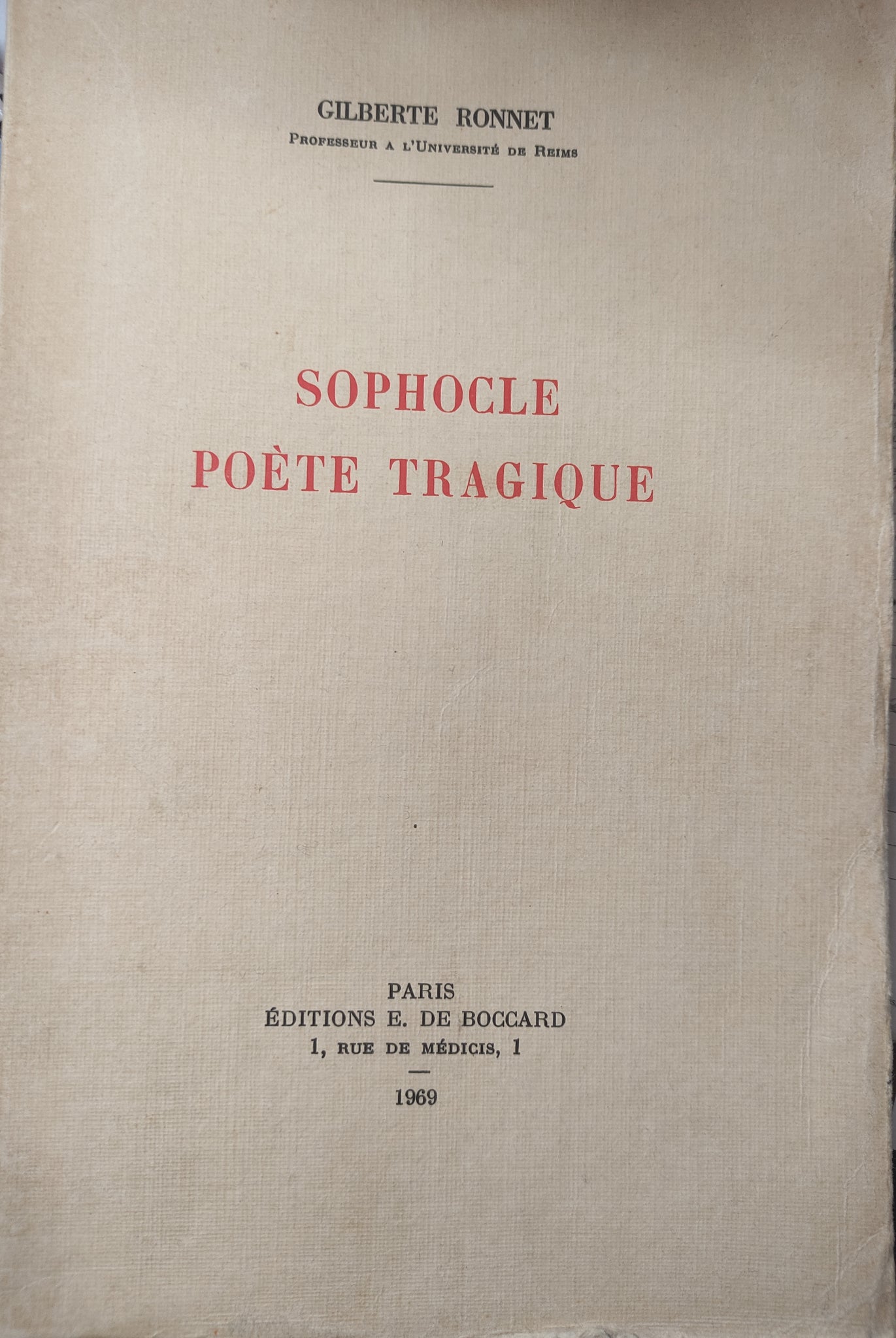 Sophocle: Poète tragique.