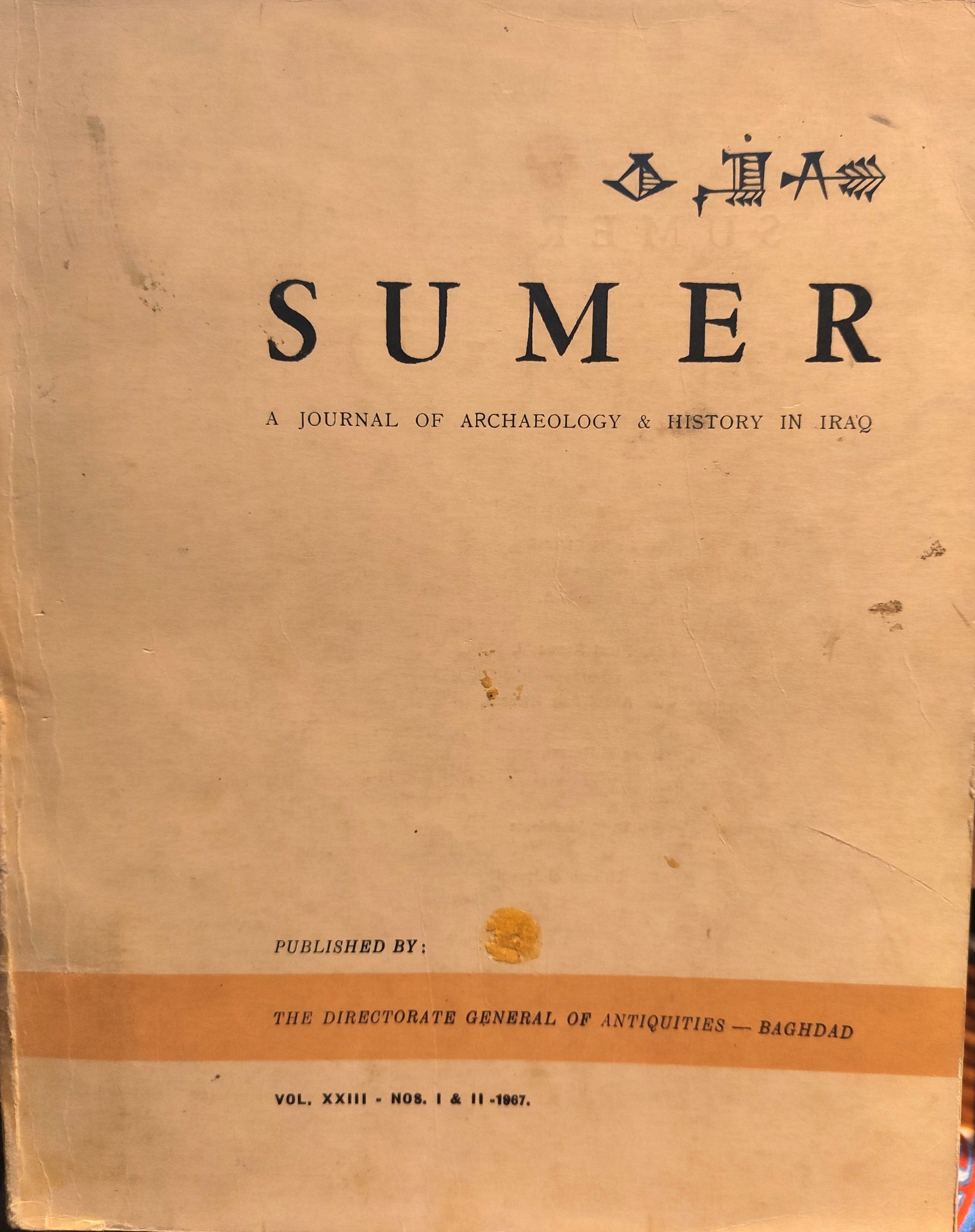 Sumer: A Journal of Archaeology and History in Iraq. Vol XXIII, N°1 & 2.