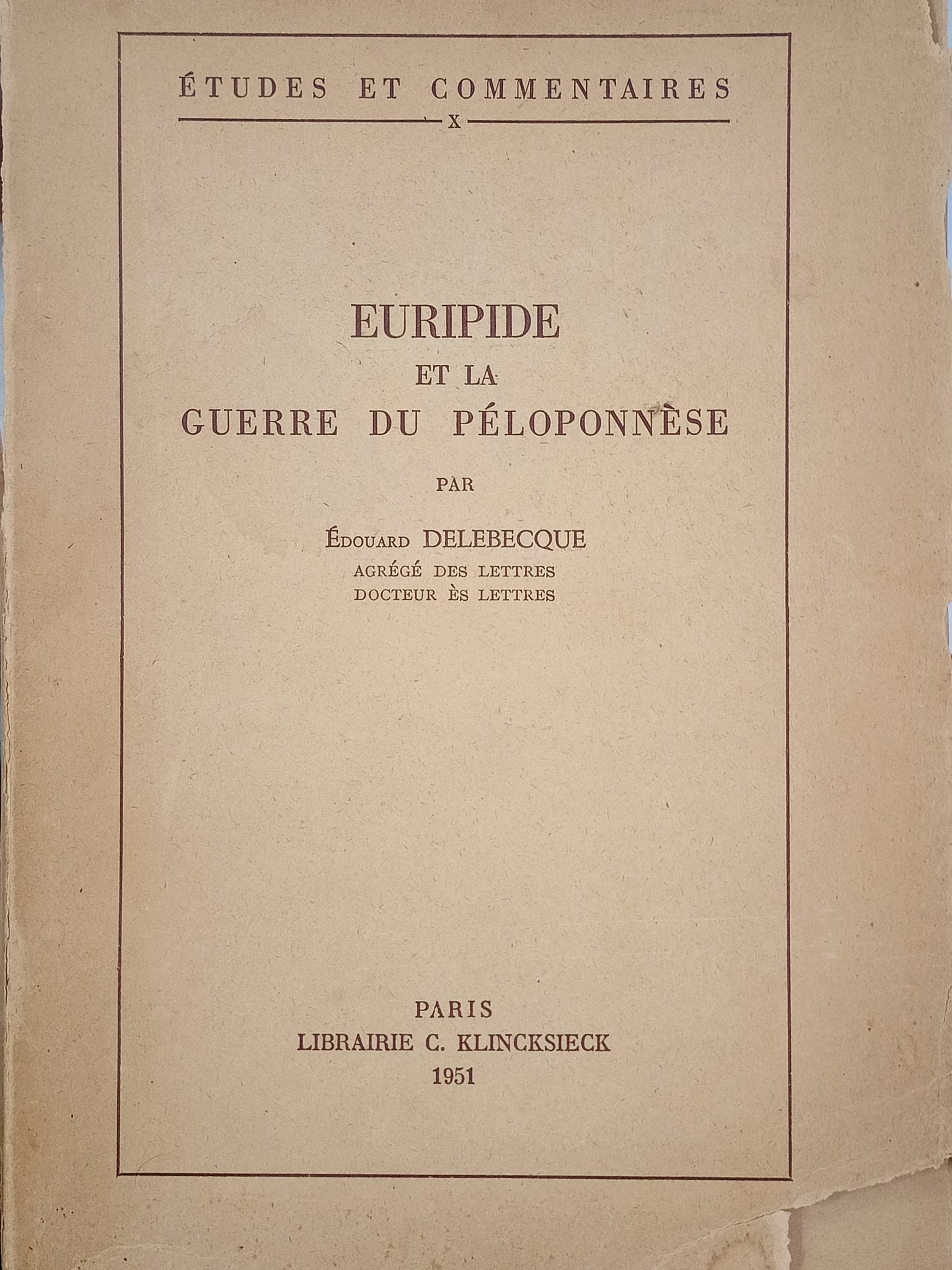 Euripide et la guerre du Péloponèse.