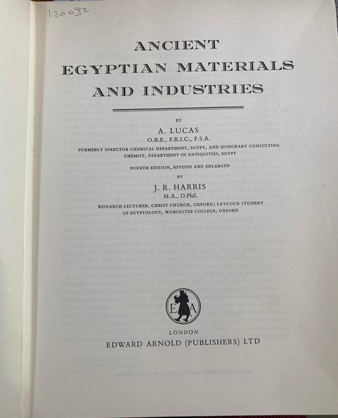 Ancient Egyptian Materials and Industries.
