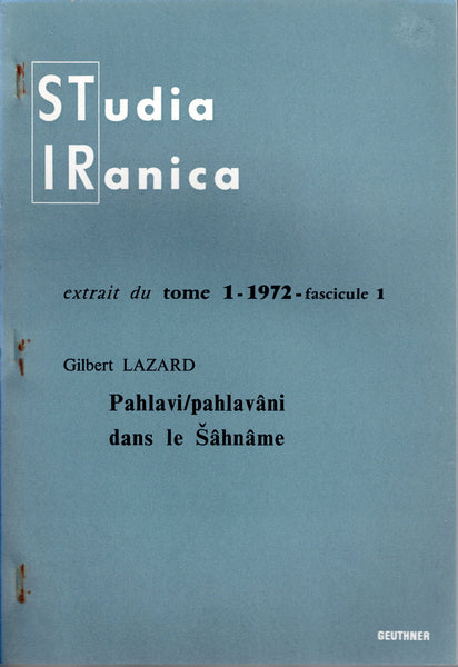 Studia Iranica. Cinq extraits du tome 1 fascicule 1&2. 1972