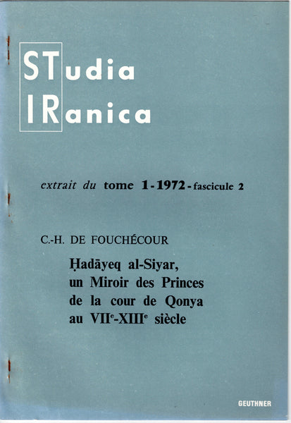 Studia Iranica. Cinq extraits du tome 1 fascicule 1&2. 1972