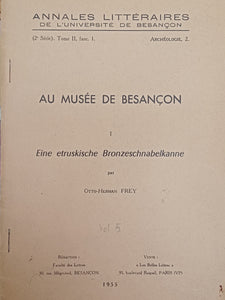 Au musée de Besançon I. Eine etruskische Bronzeschnabelkanne. Annales littéraires de l'Université de Besançon (2ème série), tome II fasc. 1. Archéologie 2.