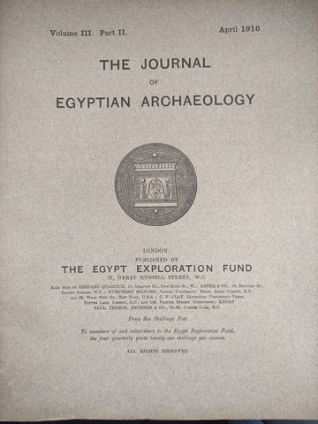 The Journal of Egyptian Archaeology. JEA vol.III, part II.