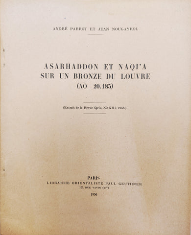 Asarhaddon et naqi'a sur un bronze du Louvre (AO 20.185). Extrait de la revue Syria, tome XXXIII, 1956.