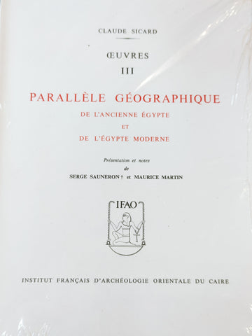 Oeuvres. Vol. III: Parallèle géographique de l'ancienne Egypte et de l'Egypte moderne. IFAO 578.