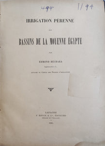 Irrigation pérenne des Bassins de la Moyenne Egypte.