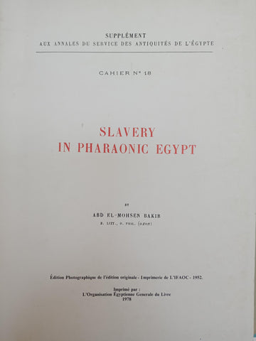 Slavery in Pharaonic Egypt.