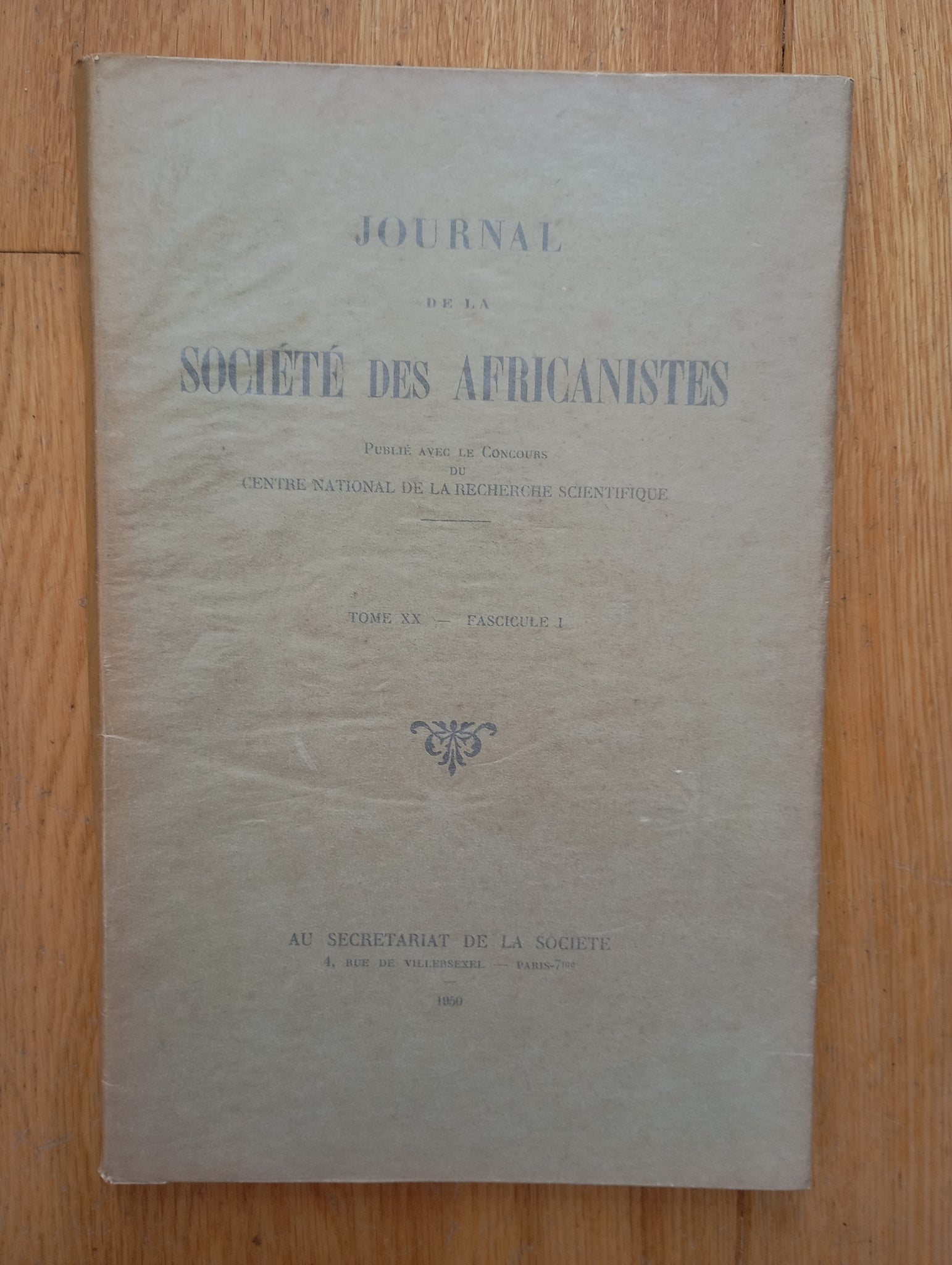 Journal de la société des africanistes. Tome XX - Fascicule 1.