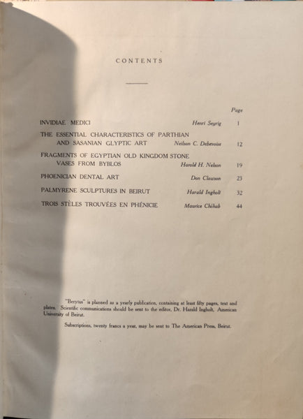 Berytus Archeological Studies. Vol. I et II.