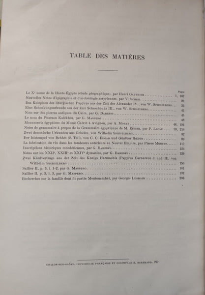 Receuil de travaux relatifs à la philologie et à l'archéologie égyptiennes et assyriennes pour servir de bulletin à la mission française du Caire. (9 volumes)