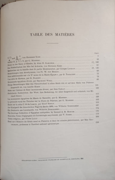 Receuil de travaux relatifs à la philologie et à l'archéologie égyptiennes et assyriennes pour servir de bulletin à la mission française du Caire. (9 volumes)
