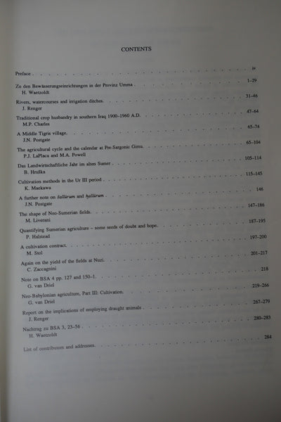 Bulletin on Sumerian Agriculture. Vol I à VIII.