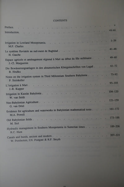 Bulletin on Sumerian Agriculture. Vol I à VIII.
