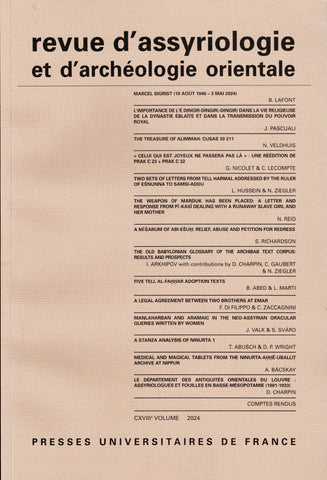 Revue d'Assyriologie et d'archéologie orientale. CXVIIIe Volume. 2024.