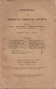 Journal of the American Oriental Society. Volum 39, part 2, Avril 1919