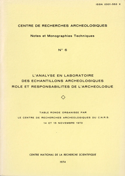 Centre de recherches archeologiques. Notes et monographies techniques. Vol. 1 à 9.
