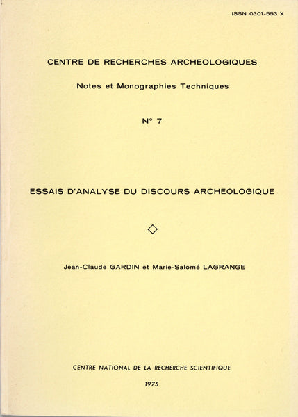Centre de recherches archeologiques. Notes et monographies techniques. Vol. 1 à 9.