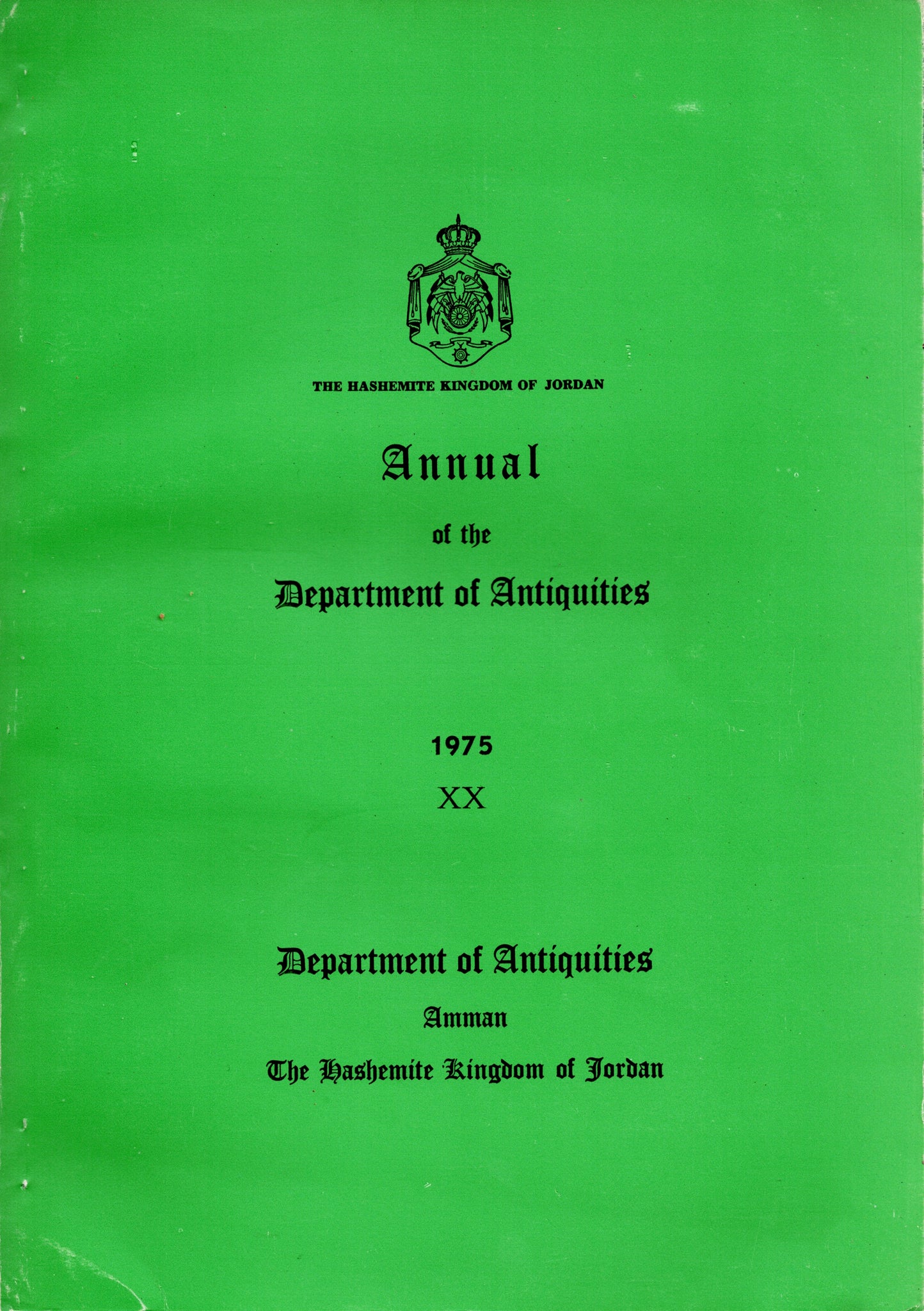 Annual of the Department of Antiquities of Jordan. XX. 1975.