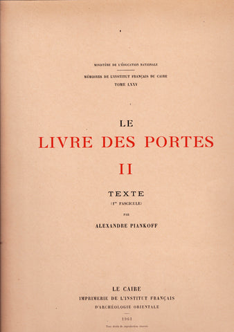 The Book of Gates II. Text (1st Fascicle).
