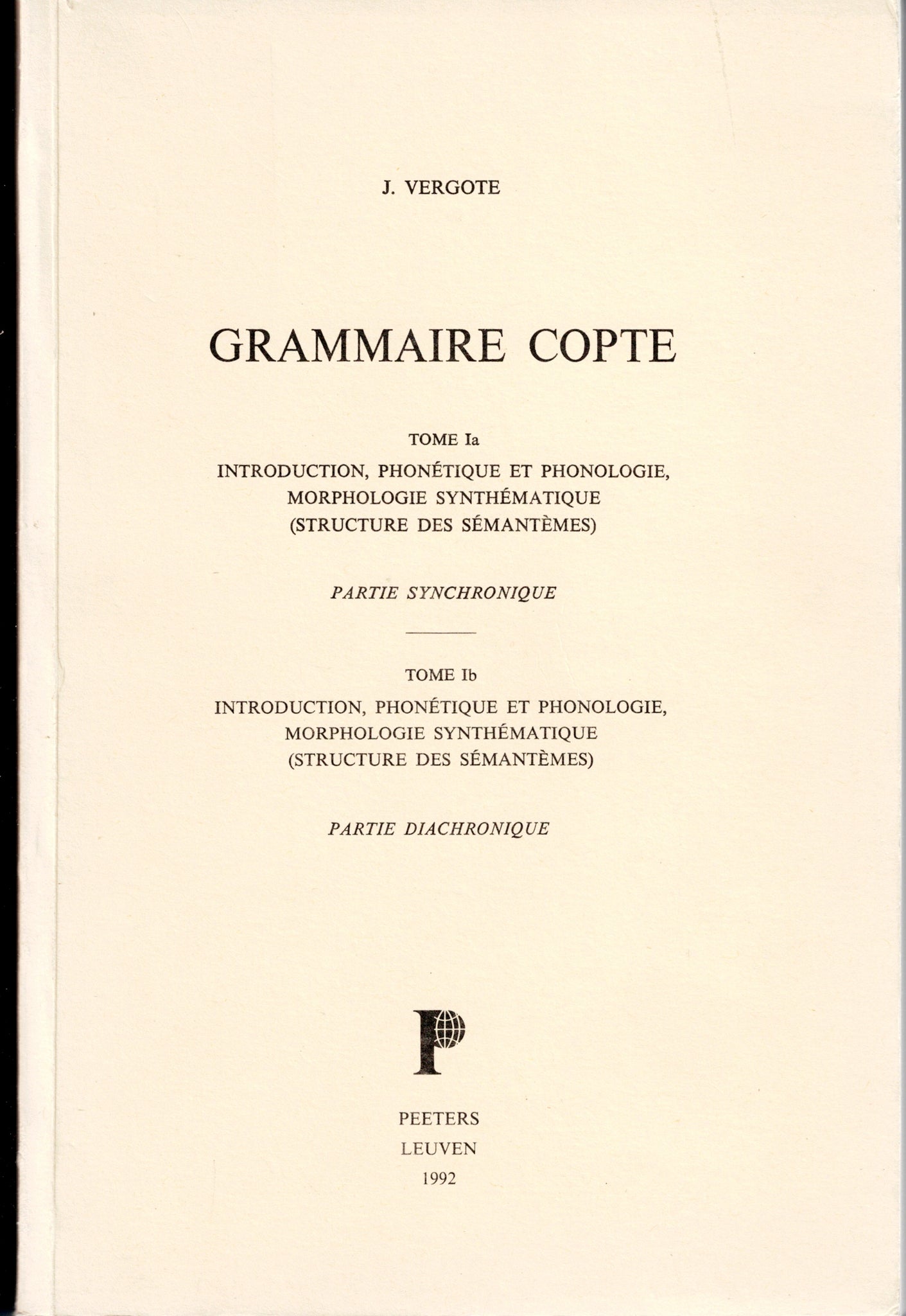 Coptic grammar. 4 volumes in 3 volumes.