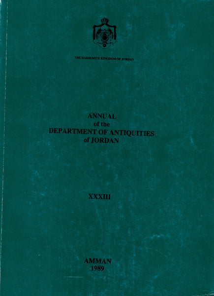 Annual of the Department of Antiquities of Jordan. XXXIII.