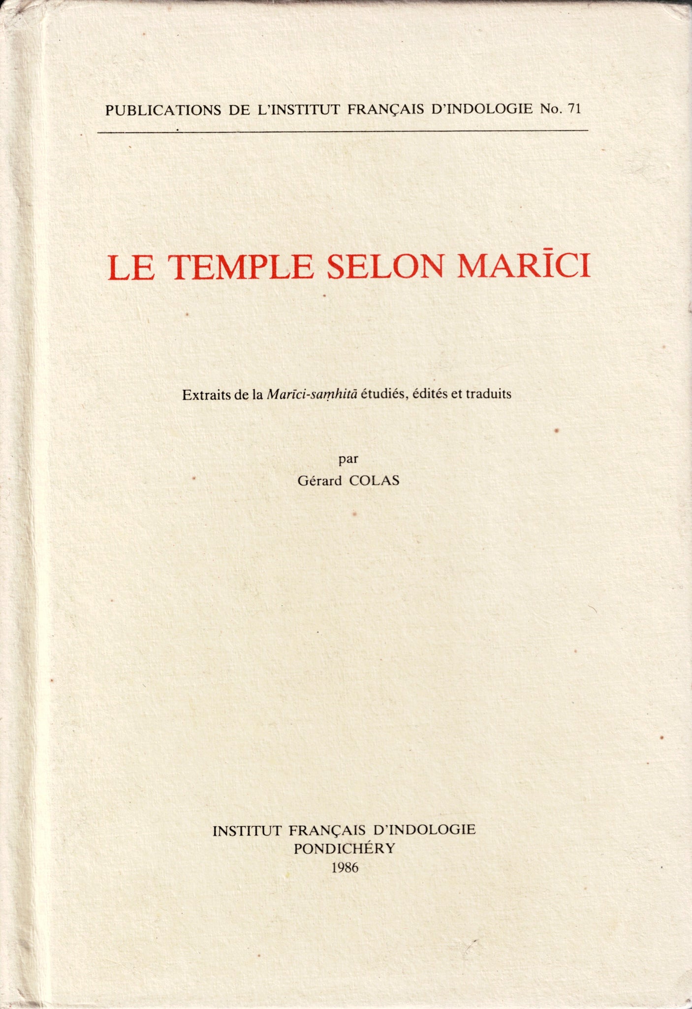 Le temple selon Marici.