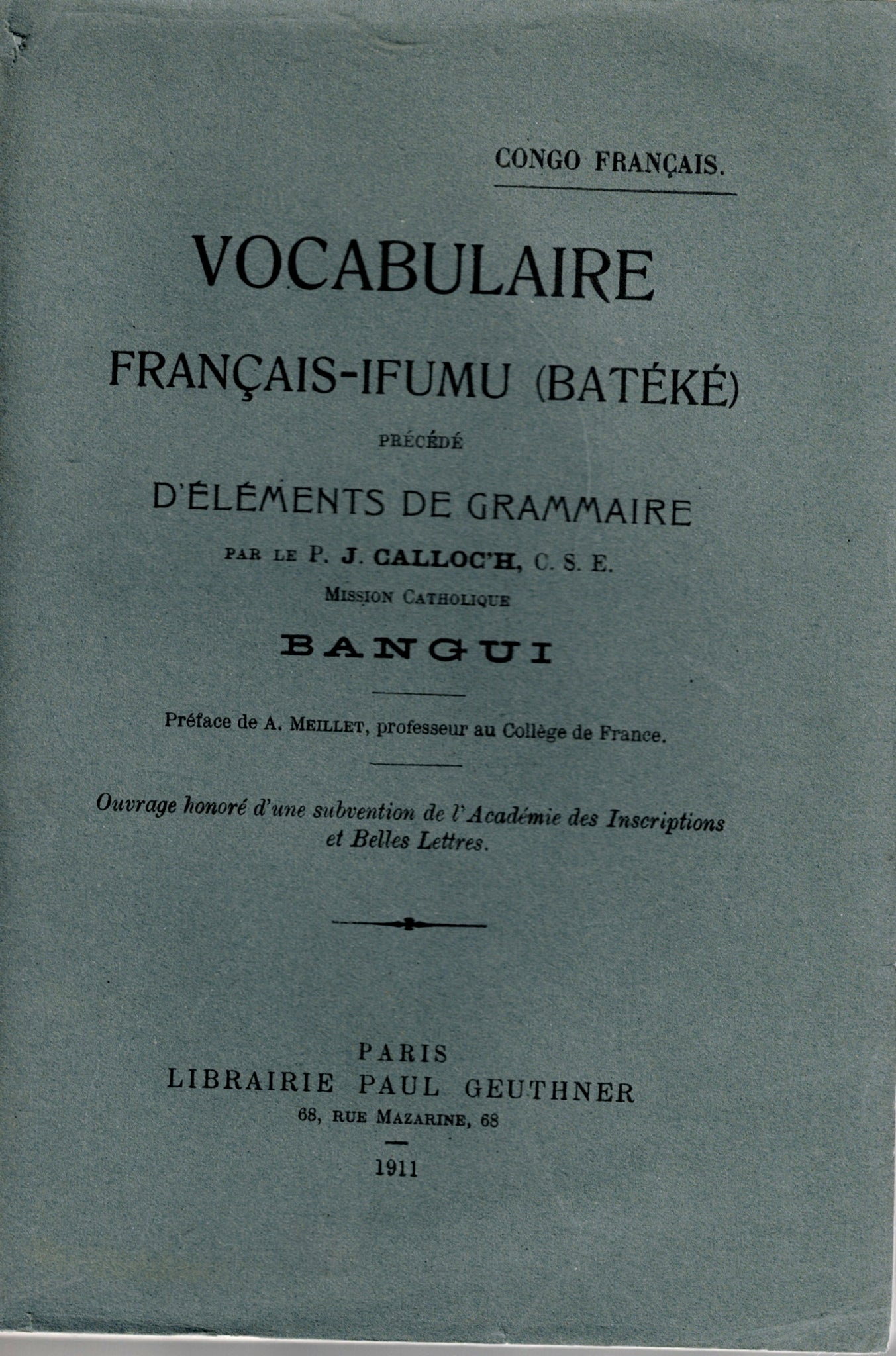 French-Ifumu (Batéké) vocabulary preceded by grammar elements.