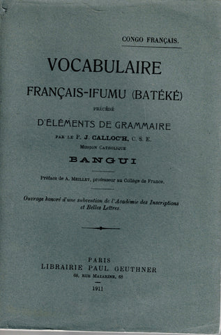 French-Ifumu (Batéké) vocabulary preceded by grammar elements.