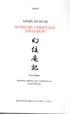 Genjû-an no ki. Notes de l'ermitage-d'illusion.