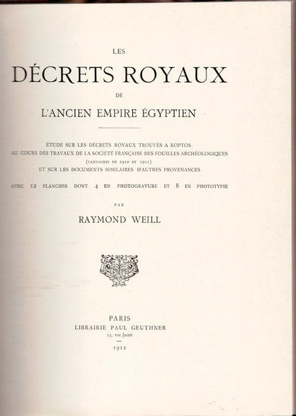 Les Décrets royaux de l'Ancien Empire égyptien.