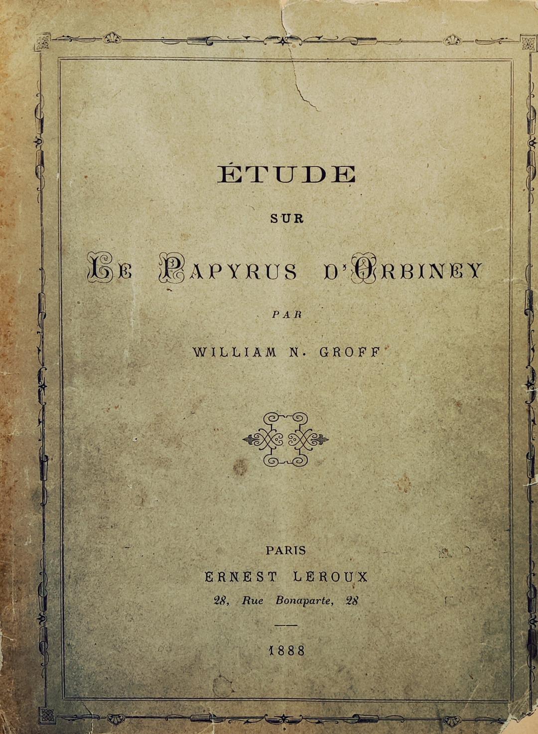 Etude sur le Papyrus d'Orbiney.