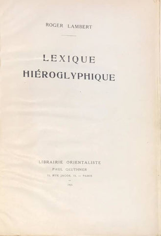 Lexique hiéroglyphique.