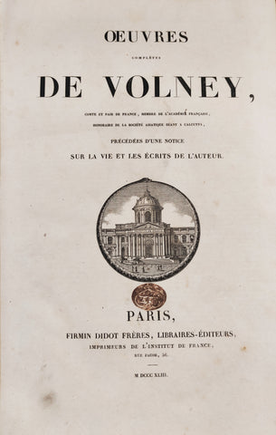 Oeuvres complètes de Volney, précédées d'une notice sur la vie et les écrits de l'auteur.