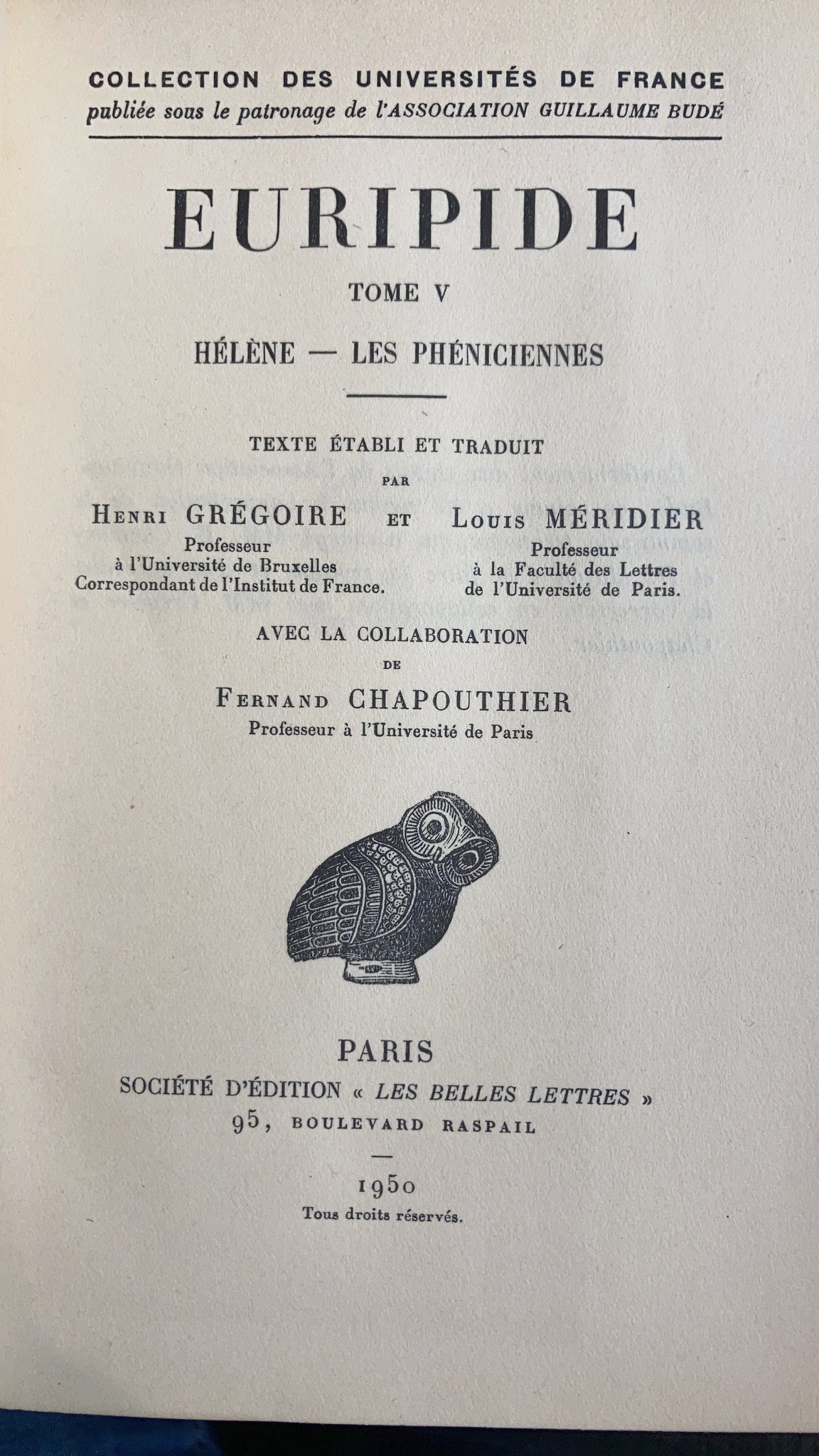 Euripide tome V., Hélène - Les Phéniceinnes